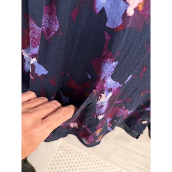 LOGO by Lori Goldstein 2X Navy Floral Button Cardigan Pockets Soft Stretch - Picture 4 of 4